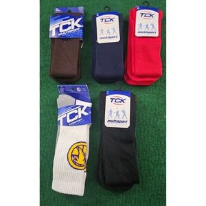 Lot of 5 pair Multisport Socks Brown Navy Red Black White Athletic Performance‎